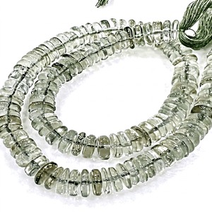 Natural Green <b>Amethyst</b> Smooth Rondelle Beads 5-6MM Size 14 Inches Strand for Jewelry Making 100% Bulk Low Coast - Product Image 1