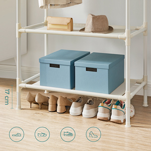 SONGMICS – support à vêtements en métal blanc, <span class=keywords><strong>avec</strong></span> 2 Rails de suspension et 2 étagères de rangement - Product Image 5