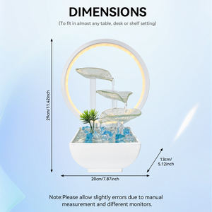 Fontaine d'eau de table moderne avec galets de cristal, design feuille <span class=keywords><strong>en</strong></span> <span class=keywords><strong>verre</strong></span> transparent, anneau lumineux LED, alimentation USB, décoration intérieure - Product Image 2