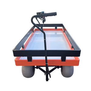 Chariot de plage pour l'extérieur Petit chariot électrique robuste Chariot de plage à 4 roues à plate-forme avec de grandes roues de ballons pour le sable - Product Image 3