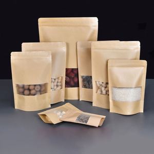 Offre Spéciale biodégradable debout de qualité alimentaire Kraft fermeture éclair haut mat laminé sacs d'emballage pour fruits secs et thé - Product Image 3
