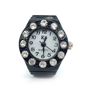 Vingerringhorloge Mode roestvrij staal ronde wijzerplaat Arabische cijfers Quartz elastisch minihorloge voor dames - Product Image 4