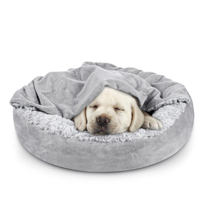 Lit pour animaux de compagnie ultra moelleux et bouclé pour chiens et chats, lit rond pour chien avec housse amovible et lavable - Product Image 1