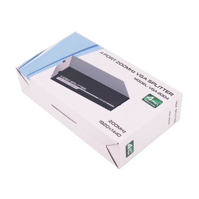 4-Port VGA Splitter with Signal Booster, High Resolution Video 200MHz, 2048x1536