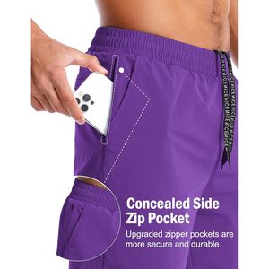 Shorts de course pour hommes FOXA 5'' 7'' à séchage rapide avec poches, shorts de sport pour la salle de sport et l'entraînement - Product Image 4