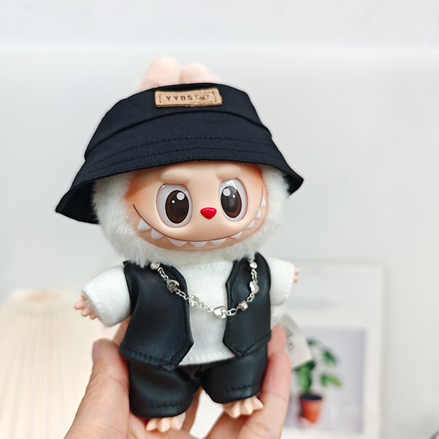 Conjunto de 4 piezas de chaleco y pantalón de cuero + sombrero de pescador negro