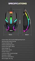 VONN Murah V1 Kabel USB 1.3M Mouse Gaming 3D 7 Warna Lampu Latar 1200DPI untuk Laptop PC Kantor Game