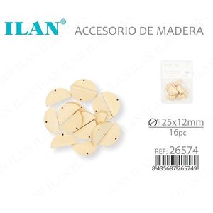 Pezzi di legno semicircolari ILAN 25x12mm 16 pezzi per artigianato - Product Image 3