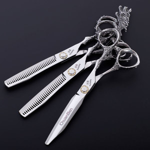 Tijeras de Peluquería Profesionales Thesheery de 6 Pulgadas, Acero Inoxidable 440C, para Diestros, Plateadas, Modelo Great Tail Dragon Flat Shears - Product Image 5