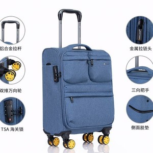 Oxford Cloth Luggage 20 Inch Carry On 4 <b>Wheels</b> Solid Color Zipper Opening Leisure Travel Suitcase - Product Image 5