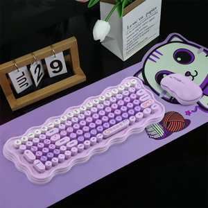Clavier et souris sans fil ergonomiques ultra-minces 2,4 G à 102 touches, colorés, pour le bureau, la maison, les jeux, périphériques informatiques - Product Image 5