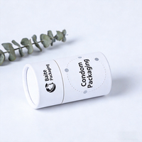 Emballage personnalisé en tube de papier pour préservatifs |   Boîte cylindrique en kraft hygiénique et recyclable, tube biodégradable écologique avec estampage à chaud