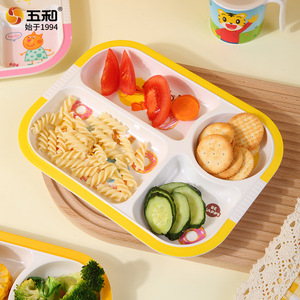 Wuhe Childrens Melamine Divided Plate Cartoon Design For Kids Dining 4 Compartment Rectangle Shape Food Safe - Product Image 3