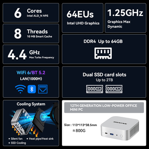 มินิพีซีรุ่นใหม่ ปี 2026 อินเทล เจนเนอเรชั่น 12 รุ่น I3 1215U รวดเร็ว แรม 12GB LP DDR5 ระบบปฏิบัติการ Windows 11 Pro <span class=keywords><strong>คอม</strong></span>พิวเตอร์ขนาดเล็กสำหรับใช้งานที่บ้านและที่ทำงาน - Product Image 4