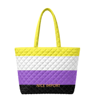 Sac fourre-tout matelassé arc-en-ciel non binair, grande capacité, pour ordinateur portable 14 pouces, fermeture éclair supérieure, idéal pour le travail, le quotidien, les voyages et la plage