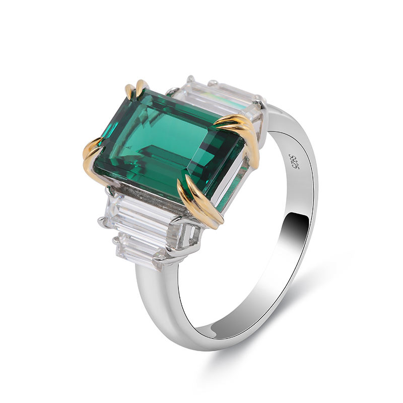 18K white gold lab gemstone ring