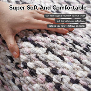 Alfombra de baño rectangular con patrón geométrico, fibra de poliéster absorbente y antideslizante para el suelo del baño - Product Image 3