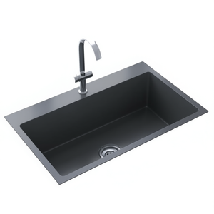 Fregadero de Cocina de Acero Inoxidable Negro, de un Solo Tazón, Rectangular, de Instalación Bajo Encimera, Acabado Mate, Diseño Minimalista - Product Image 1