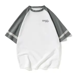 Erkekler için toptan kaliteli amerikan Streetwear yuvarlak boyun gömlek konfor renkler Raglan kısa kollu 100Polyester boy Tshirt