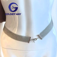 Golden Way Q-052 Silber Gold Damen Edelstahl 316 Kettenhemd Retro Taillengürtel Netz-Dekorationsgürtel