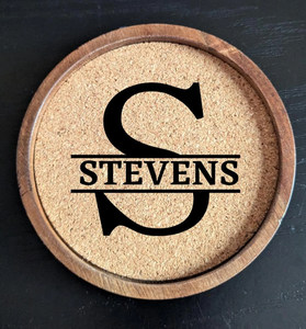 Sous-verres ronds en bois d'acacia avec bord en liège, absorbants et résistants à la chaleur, pour la maison et le bar - Product Image 4