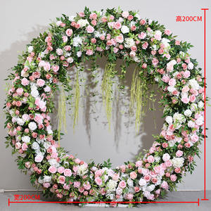 Conjunto de flores azul y blanco bebé aliento corazón 8 pies Rosa boda titular Hortensia flor arco para pampas arco entrada arco - Product Image 5