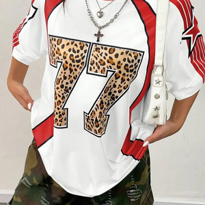 Leopard Thể Thao Giản Dị Cheetah In Jersey Crop Top Jersey Cho Phụ Nữ Ngắn Tay Áo Áo Thun Áo - Product Image 1