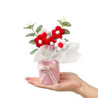 Buket Bonsai Rajutan Benang Wol Buatan Tangan Eucalyptus Hadiah Liburan Dekorasi Rumah Tanaman Pot