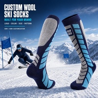 Chaussettes de sport en laine à blocs de couleur, motif géométrique, côtelées, longues, pour l'entraînement en extérieur