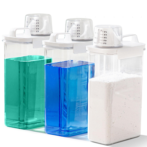 Multifunction Sealed <b>Plastic</b> Laundry Powder <b>Container</b> With Measure Cup Liquid Detergent Dispenser for Laundry Room - Product Image 1