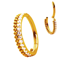 Aksesori cincin laris ASTM F136 Titanium berengsel CZ Pave Cincin segmen sisi poles tinggi cincin hidung Clicker perhiasan anting tindik