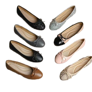 Zapatos Planos de Mujer Tipo Bailarina con Lazo de Cuero Brillante Multicolor, Cómodos y Fáciles de Poner, para Verano - Product Image 1