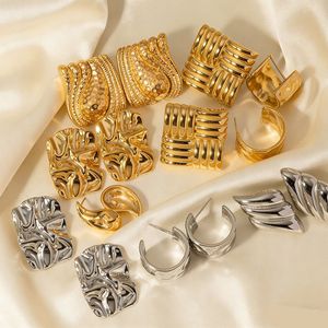 Geometric Stud <b>Earrings</b> Zinc Alloy Gold Plated Stainless Steel Ear Post Party Fashion Jewelry - Product Image 2