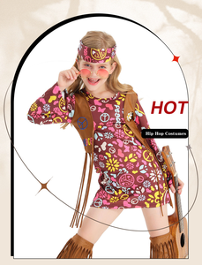Costume <span class=keywords><strong>de</strong></span> chanteuse hip-hop féminine pour spectacle <span class=keywords><strong>de</strong></span> scène <span class=keywords><strong>de</strong></span> carnaval d'Halloween, style <span class=keywords><strong>hippie</strong></span> rock pour filles - Product Image 4