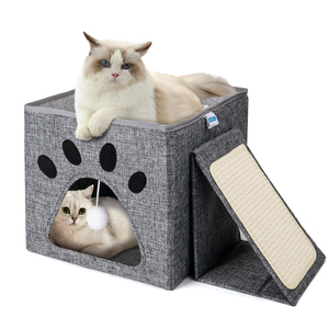 Nobleza 2 strati pieghevole Cave gatto multifunzionale Indoor Cat House con tiragraffi Premium alberi per gatti e graffi - Product Image 1