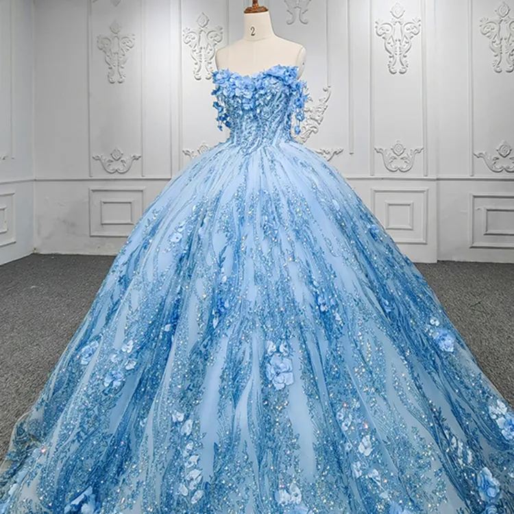9853-1 Blue Evening Dress Celebrity Bridesmaid Engagement Embroider Formal Dresses