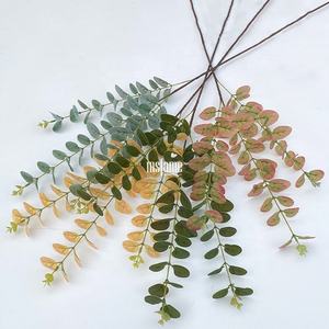 Haute qualité décoration de la maison Real Touch feuilles vertes feuilles bûches <span class=keywords><strong>cristaux</strong></span> 3D guirlande d'<span class=keywords><strong>eucalyptus</strong></span> - Product Image 5
