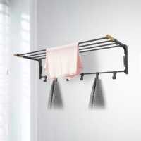 Porte-vêtements mural multifonctionnel moderne en bambou pliable pour la cuisine et la salle de bain
