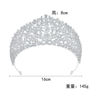 Diadème de luxe argenté à profil haut, orné de cristaux marquise étincelants, pour concours de beauté, Quinceañera, Couronne de Mariage pour <span class=keywords><strong>Reines</strong></span> et Princesses - Product Image 5