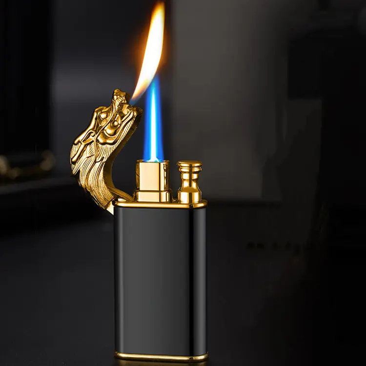 Classic dragon double flame lighter logo personalizzato gas Dragon Lighter torch lighter