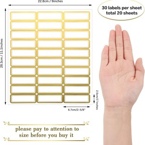 Blank Shipping <b>Labels</b> Rectangular Matte White Gold Border Writable Self-Adhesive Paper Stickers for <b>Packaging</b> - Product Image 2