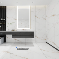 Dalle de porcelaine imitation marbre veiné or blanc de qualité supérieure 600x1200mm pour sol de salle de bain, résistante à l'usure, installation facile