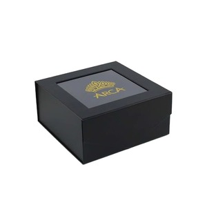 Wholesale Matte <b>Black</b> Custom logo Luxury Cardboard Clothing Gift Packaging <b>Boxes</b> With Transparent Window - Product Image 3