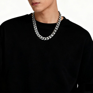 2026 Hip Hop Jewelry Stainless Steel Curb Cuban Link Chain Necklace for Men Women Gold Black <b>Silver</b> Punk Chunky <b>Choker</b> - Product Image 3