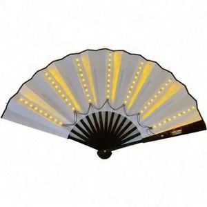 2023 New Design LED Hand Fan Folding Light up <b>Bamboo</b> Decorative Paper Fans for Party - Product Image 5