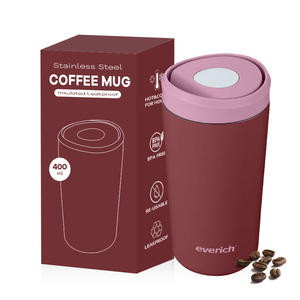Taza de café de acero inoxidable con logotipo personalizado de nuevo diseño Everich, Taza Termo aislada de 400ml con diseño duradero y sin BPA - Product Image 4