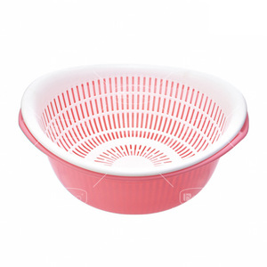 Double Layer Drain Strainer <b>Large</b> Capacity Vegetable Washing Basket Rice Strainer Kitchen Fruit And Vegetable Colander Green - Product Image 4