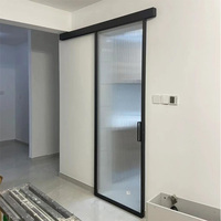 HDSAFE – porte de grange coulissante en verre trempé en aluminium trempé, pour salles de bains intérieures modernes et manuelles