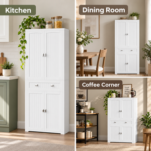 <span class=keywords><strong>Buffet</strong></span> en bois blanc OEM ODM avec portes coulissantes, meuble de rangement <span class=keywords><strong>haut</strong></span> pour cuisine, salle à manger et garde-manger - Product Image 5