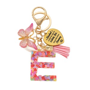 Llavero de resina con lentejuelas de letras del alfabeto, 26 letras, dijes de mariposa para bolso, colgante de corazón de acero inoxidable, accesorios para llaves, ¡superventas! - Product Image 1